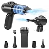 GOAMGE Elektrische Staubgebläse Druckluftspray, 80000 U/min Compressed Air Duster, 4-in-1 Wiederaufladbar PC Reinigungsset mit 6000mAh Akku für Laptop, Tastatur, Sofa, Bürogeräte und Auto