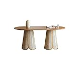 BASXDRFXZ Moderner Küchentisch Esstisch aus Holz im Wabi-Sabi-Stil, Retro-Esstisch for Zuhause, Restaurant, ovaler Rattantisch