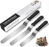 Pazalor 3 Winkelpalette Set, Edelstahl Streichpaletten Tortenmesser für Fondant Torte und Kuchen Dekorieren - 28 bis 38 cm (3Pcs)