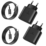 2er-Pack 25W USB C Ladegerät für Samsung,Super Fast Charger mit 2M Ladekabel,Typ C Handy Netzteil Adapter für Samsung Galaxy S24/S23/S22/S21 Ultra/S21+/S20/Note20/S10/S9,für iPhone 15 Pro/für iPad Pro