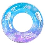 WIKIMO Schwimmreifen Erwachsene, Aufblasbarer Schwimmring Mit Griff, 80x38 cm Transparenter Schwimmringe, Pool Spielzeug für Sandstrand Schwimmbad Draußen Blau