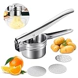 GAESHOW Kartoffelpresse Edelstahl, Spätzlepresse Kartoffel mit 3-Loch Scheibe, Spülmaschinenfest, Spaghetti Ice Cream Press, Kartoffelquetsche für Kartoffel Obstsäfte Gemüsebrei Püree
