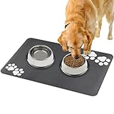 Napfunterlage Hund rutschfest-Super Saugfähige Futtermatte für Hund und Katze 60x40 cm-Waschbar Hundenapf Futternapf Unterlage-Grau Fressnapf Matte-Futterunterlage für Katzen und Hunde
