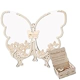 Gästebuch für Babypartys, aus Holz, Hochzeitszeremonie, Dekoration, 12 x 5,5 x 10,5 cm, stabiles elegantes Gästebuch, Andenken für Geburtstag oder Abschlussfeier