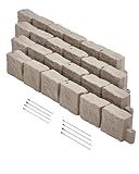 VEVOR Rasenkante in Steinoptik 4er-Set, 1190x100x155 mm, realistische Beeteinfassung, Flexible Gartenbegrenzung in Ziegelgröße mit Verankerungsspitzen, Beetumrandung für Einfahrten, Gehwege, Braun