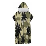 CDXNORA Retro-Pflanzen Surf Poncho Hooded Changing Towels Quick Dry Beach Change Robe Für Erwachsene Männer Frauen Bademantel Für Surfen Schwimmen Baden,Kokosnussbaum 75X110Cm