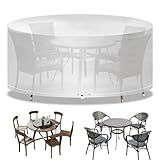 Funshot Gartenmöbelabdeckungen wasserdichte Gartentischabdeckung 190x80cm Outdoor-Tischabdeckungen für Gartenmöbel Gartenabdeckungen Rund Atmungsaktives Polyethylen für Tisch und Stuhl, Transparent