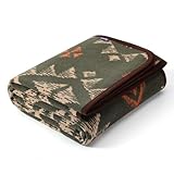 ACUSHLA Merino 58% Wolldecke Decke Kuscheldecke Große Super Soft Sofadecke Wohndecke Tagesdecke Bettüberwurf Warme Gehäkelte Winter Blanket (160x200 cm |Adelais-Militärgrün)