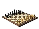 Chessgammon Schachbrett aus Holz für Erwachsene, handgefertigt, große traditionelle Spiele, Walnussbrett, ebonisiert, professionelle Stunton-gewichtete Schachfiguren, 50,8 cm