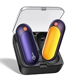 J-BRAUV Handwärmer Elektrisch 2er Set, 4000mAh Taschenwärmer Wiederverwendbar Mit 10000mAh Ladebox, 5 Heizstufen Beidseitig Handwärmer USB Bis 24h Heizung, Für Kinder Männer Frauen