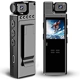 KAMREA HD 1080P Mini Körperkamera Mini Body Camera 180° drehbares Objektiv Bewegungserkennung 6 Stunden Akkulaufzeit Tragbare Überwachungskamera, Body Cam für Drinnen/Außen Sport Radfahren Konferenz