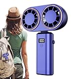 Generisch Handheld Fan - Persönlicher Handventilator,Zweifach-Kühler Mit Wiederaufladbarem 5-Stufen Leichtgewicht Für Festival Outdoor Wandern Reisen Camping Sport Schule Fitnessstudio