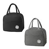 2 Stück Kühltasche Klein,Thermotasche für Essen,Essen Tasche für Arbeit,Lunchtasche Kinder,Lunch Taschen,Lunchbag Erwachsene,Essenstasche Unisex zum Büros,Schulen,im Freien,Picknicks (Schwarz,Grau)