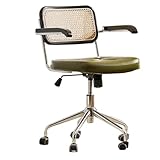 Bürostuhl Ergonomisch Leder Computerstuhl Gaming Mit Schwenkfunktion Ergonomische Leder-Arbeitsstühle Mit Armlehnen Höhenverstellbare Schreibtisch Drehsessel Für Den Schminktisch(Groen)