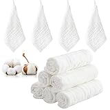 Dusaniyali Baby Waschlappen, 10 Stück Spucktücher Mulltücher Baumwollwindeln - Weiche Musselin Erstausstattung für Neugeborene 25x25cm