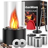 Tischkamin mit 2 verstellbaren Flammenringen,Tischfeuer für Indoor & Outdoor mit 2 Brennkammern bis 4H Brenndauer,Bio-Ethanol Kamin für Abendessen,Party,Balkon - schaffen Sie eine angenehme Atmosphäre