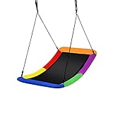 DREAMADE Nestschaukel eckig 150x80cm, Kinderschaukel bis 150KG belastbar, Baumschaukel mit 100-180cm verstellbaren Seil, für Kinder & Erwachsene, für Indoor & Outdoor (Bunt)