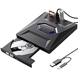 Aicharynic Externes CD DVD Laufwerk USB 3.0 Typ-C, Externes DVD Laufwerk CD Laufwerk mit USB SD/TF-Kartenleser, RW Brenner Writer Externes für Laptop PC Windows 11/10 Mac MacBook Apple iMac Linux