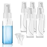 KU Leere Sprühflasche Klein 6 X 50ml, Wiederauffüllbare Mini Zerstäuber Sprühflasche zum Befüllen mit Trichter, Reise Parfümzerstäuber mit Feinem Nebel, Transparente Sprayflasche für Wasser