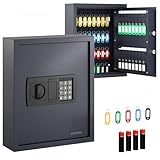ACROPAQ Schlüsselschrank mit Zahlencode - Für bis zu 48 Schlüssel, Inkl. 48 Anhänger, Mit elektronischer Sicherung, Schwarz - Schlüsselkasten groß, Schlüsselsafe mit Code, Schlüsseltresor