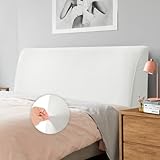 Caijin Bettkopfteil Hussen Bett Kopfteil Bezug, Weicher Strecken Samtstoff Staubdicht, Staubdichte Schutzhülle für gepolsterte Schlafzimmer Kopfteil, Samt Stoff (180-200 cm（Cal King）, Weiß)