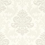 Rasch Tapete 278514 - Creme-weiße Tapete mit geschwungenen Ornamenten im Barock-Stil - 10,05m x 0,53m (LxB)
