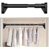SnamicE Kleiderstange, verstellbar, für Wohnmobile, Kleiderstangen zum Aufhängen von Kleidung, Duschvorhangstange ohne Bohren, rutschfeste Kleiderstange für Badezi,Black-1.1-2m(43 1/4'-78 3/4')