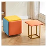 Stapelbarer Sofasesselhocker, 5-in-1-Sitzwürfel, Fußhocker mit Rollen, Kunstleder, quadratisch, Ottomane, Fußhocker, Ankleidestuhl für Wohnzimmer (mehrfarbig, Einheitsgröße)