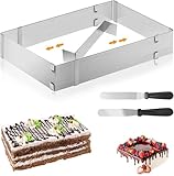 UOSOOZ Backrahmen Rechteckig Verstellbar Tortenring Eckig Backrahmen Eckig Verstellbar Backrahmen Eckig Tortenring mit Teiler,spatel für Kuchen Torten Pizza Backen Back Zubehör von 18x27 bis 34x52cm