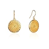 Zavana Runde Scheiben Mandala Gold-Ohrringe, Hängende Ohrringe mit Mandalascheibe, Niedliche vergoldete Ohrringe für Damen und Mädchen mit glänzenden Mandala-Charme, Qualität Modeschmuck für Frauen.