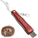 Pilzmesser Mit Bürste | Schwammerlmesser Zum Pilze Sammeln Mit Lineal, Pilz Taschenmesser Aus Rostfreiem Edelstahl, Pilzmesser, Pilzmesser Mit Skala, Klappbar, Mit Schlüsselanhänger, Länge 21cm