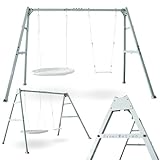 HyperMotion Schaukelgestell Aus Stahl – Robuste, Langlebige Konstruktion, Wetterbeständig, Belastbar Bis 200 kg, Universelle Graue Farbe, Einfache Montage, Für Kinder Ab 3 Jahren