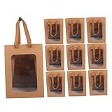 OUNONA 12 Stück Teiliges Handliche Geschenktüten aus Kraftpapier mit Transparentem Sichtfenster Kleine Geschenkverpackungstaschen für Party Geburtstag und Geschenkverpackung