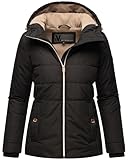 MARIKOO Damen Winterjacke warme Steppjacke aus recyceltem Material mit Kapuze Alemee 16 Black Gr. XL