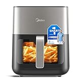 MIDEA Digital Luftfritteuse, 6.5L Airfryer LED Touch Screen Heißluftfritteusen XL, einstellbare Heizung Wind &Timer Temperatur, weniger Öl, 2000W, Schwarz