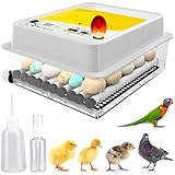 Okköbi OBI-36 Brutautomat für Hühner, Enten & andere Vögel + NEU 2024 + Brutautomat vollautomatisch + Temperaturkontrolle + Feuchtigkeitsanzeige + Integrierte Eierschale + 5 Jahre Schutz