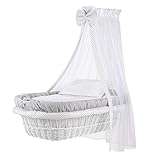 Stoffset 8-teilig mit Matratze von WALDIN für Stubenwagen, XXL, Bollerwagen,KEIN STUBENWAGEN, 5 Sets wählbar,grau/Punkt grau