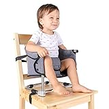 Toogel Sitzerhöhung Stuhl, Boostersitz Baby, Tragbarer Baby Hochstuhl Faltbar Kindersitz für Kinder 6-36 Monaten mit Sicherheitsgurt, 3 Höhen, Transporttasche für Zuhause und Unterwegs (Grau)