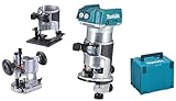 Makita DRT50ZJX2 Multifunktionsfräse (18V, inklusive 3 Fräsmodule im MAKPAC, ohne Akku, ohne Ladegerät, 800 Watt) Blau