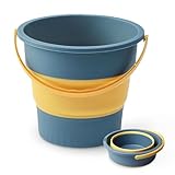 10 L Eimer Faltbar, Collapsible Plastic Bucket, Tragbares Putzeimer Spülwanne, Faltbarer Eimer mit Griff, Silikon Falteimer Putzeime, Wascheimer Auto, Wassereimer für Draußen, Camping, Angeln, Reisen