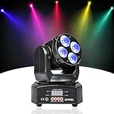 ZKYMZL Mini Moving Head, bewegliche Köpfe Bühnenlichter, 4 x 12 W, 16/18 Kanäle, DJ-Lichter, Tanzlichter, LED RGBWA/UV 6-in-1 DMX512 Light Effects für Party Hochzeit Club Bar Show