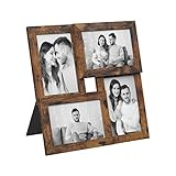 SONGMICS Bilderrahmen-Collage für 4 Fotos (10 x 15 cm), mit Glasscheibe, Wandmontage, Fotogalerie Präsentation, vintagebraun RPF025X01