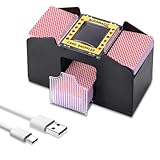 Wowlela Automatischer Elektrischer Kartenmischer für 1-4 Deck, USB-C/Elektrischer Batteriebetriebener Kartenmischer,Kartenmischmaschine für Poker ,UNO,Texas Hold'em,Blackjack,Familienparty Clubspiel