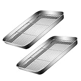 HAKIDZEL Edelstahl Backblech Mit Teiliges Für Frittieren Und Backen Langlebige Und Rostfreie Speicherplatte Für Küche Und Grillbedarf