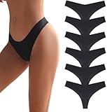 flintronic String Tanga Damen Nahtlos, 6PCS, Seamless Slip, Frauen Nahtlose UnterwäSche, Unterhose No Show Microfaser, Ohne Naht Unsichtbare Unterhosen, Invisible Women Thong Underwear, M