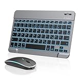 TECURS Bluetooth Tastatur Maus Set Kabellos für iPad 10/A16 11 Generation/iPad Pro 13/12.9/11/iPad Air 13/11/5/4 Gen/Pad Mini, QWERTZ Deutsches Layout, Space Grau Schwarz