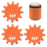 Iouyjiu 9 Modi Signallichter, Straßenmarkierungsleuchten, magnetische Signallichter, wasserdichte magnetische Signalleuchten 3 Stück mit Modus