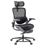 MUSSO E80 MUSE Ergonomischer Bürostuhl für Frauen - 135° Neigung, 3D-Lendenwirbelsäule & 4D-Kopfstütze, verstellbare Armlehnen/Sitz/Höhe, einziehbare Fußstütze, Schreibtischstuhl (schwarz)