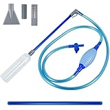 Fyeme Mulmsauger Aquarium 3m Handbuch Mulmsauger mit Verlängerung Schlauch Drücken Airbag Entenschnabel Saugöffnung Einstellbar Wasserventil für Wasserwechsel Sandwäsche Fleckenentfernung (Blau)