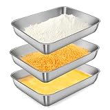 MOKIDO Panierschalen Set 3 Teilig, 25 x 19 x 5 cm Panierstraße Schnitzel, Edelstahl Panier-Set, Edelstahl Schale Rechteckig, Schale zum Panieren für Fisch, Fleisch und Gemüse